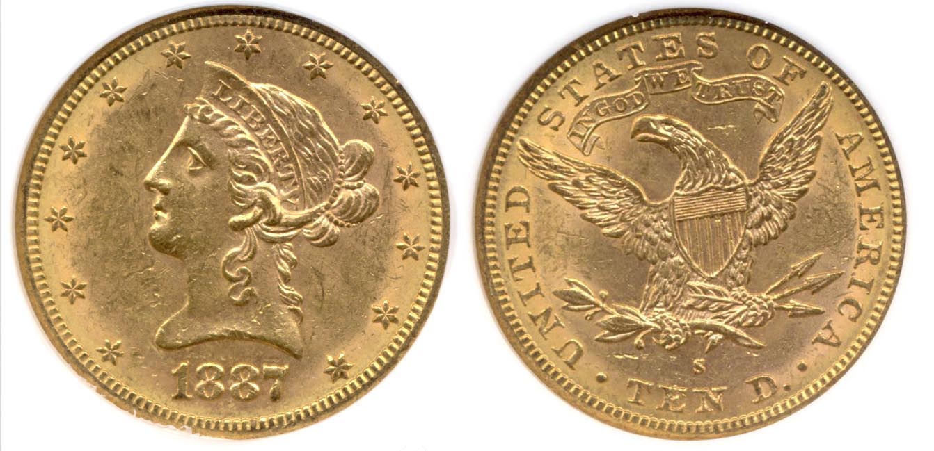 1887-S $10.00 Gold Eagle NGC MS-62