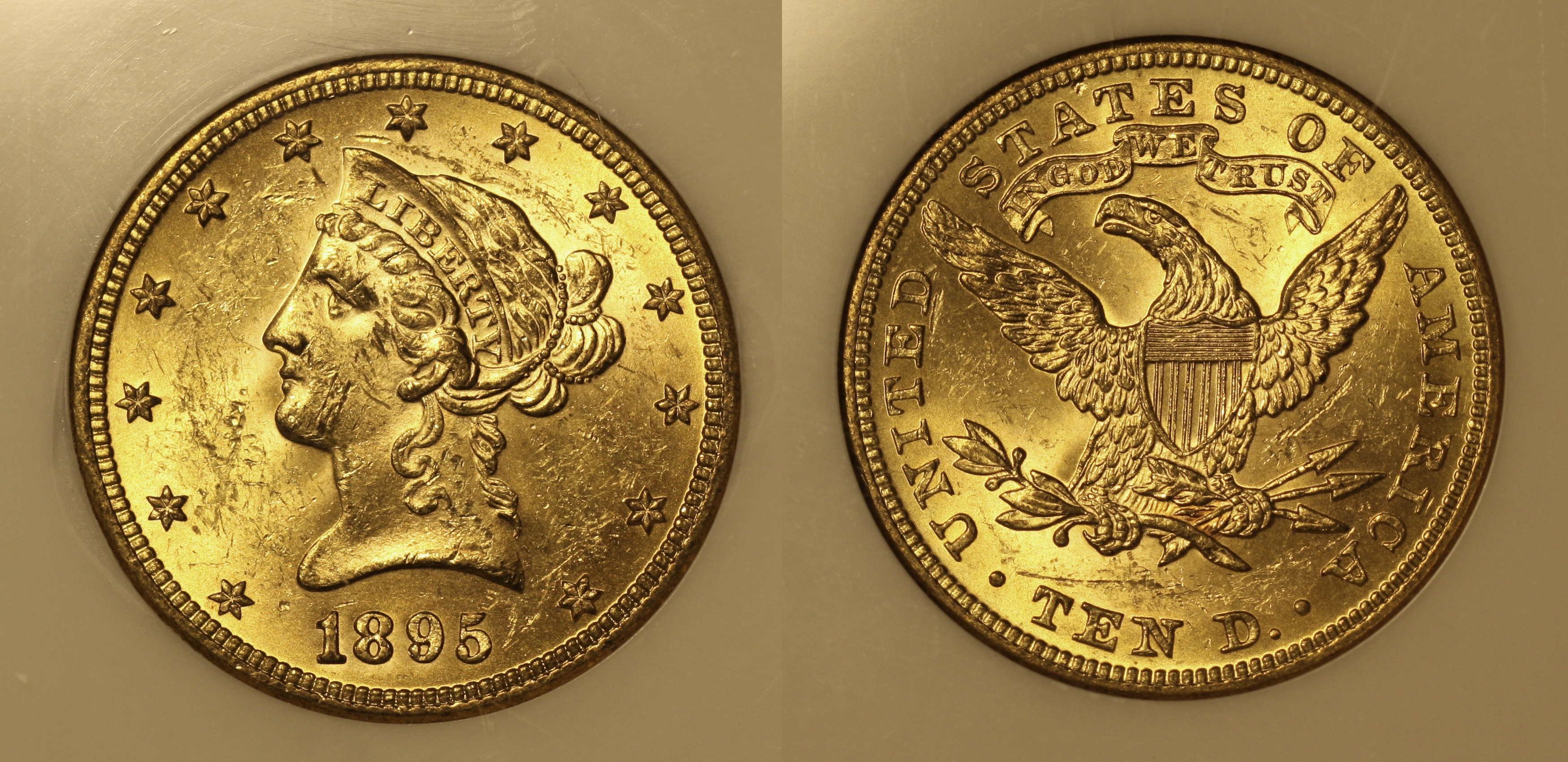 1895 Gold Liberty Head $10.00 Eagle NGC MS-62 camera