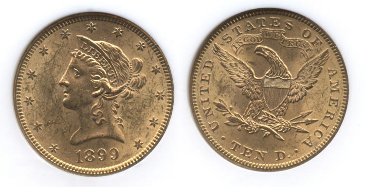 1899 Gold Liberty Head $10.00 Eagle NGC MS-62 small