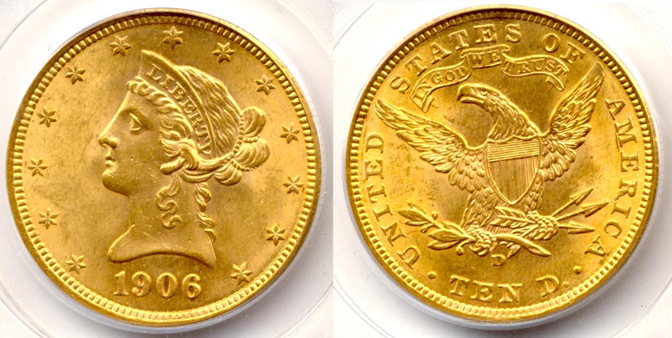 1906-D Gold $10.00 Eagle PCGS MS-62