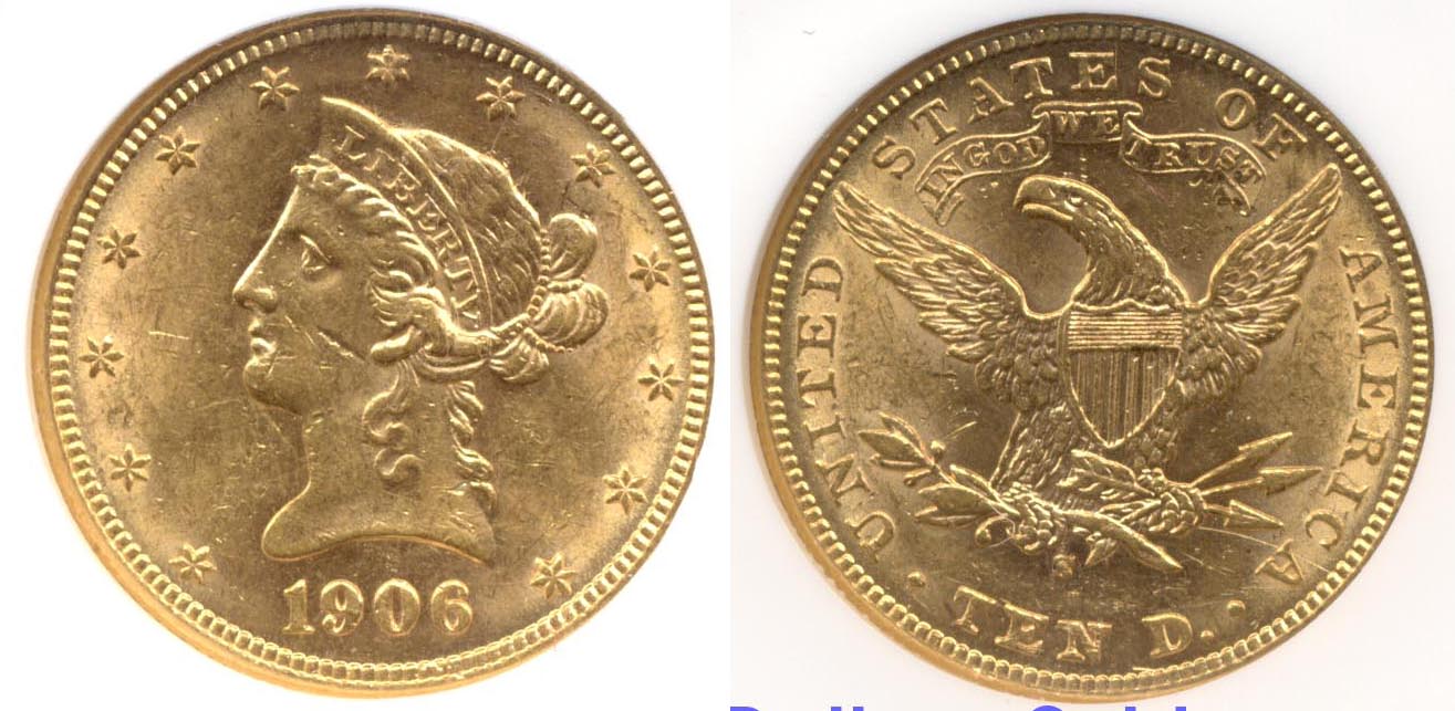 1906-S Gold $10.00 Eagle NGC AU-58