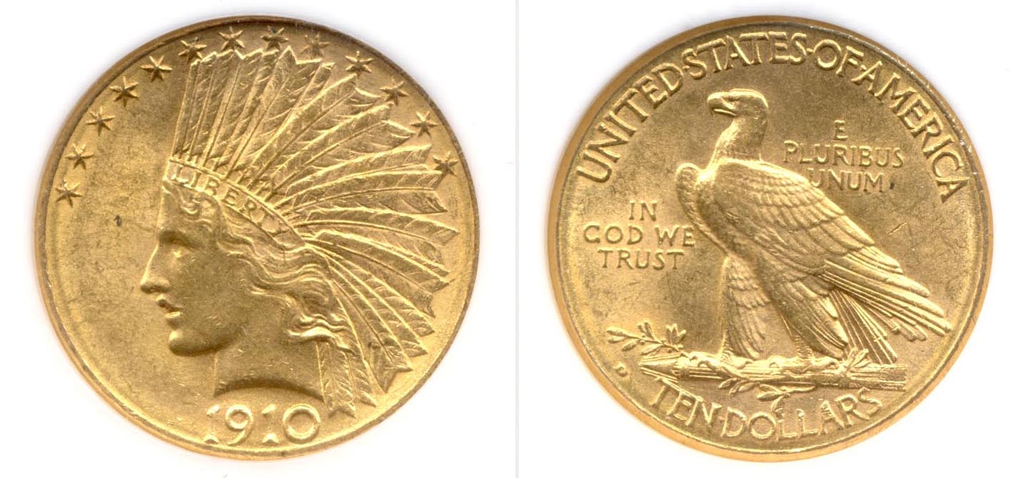 1910-D Indian Head Gold $10.00 Eagle NGC MS-62