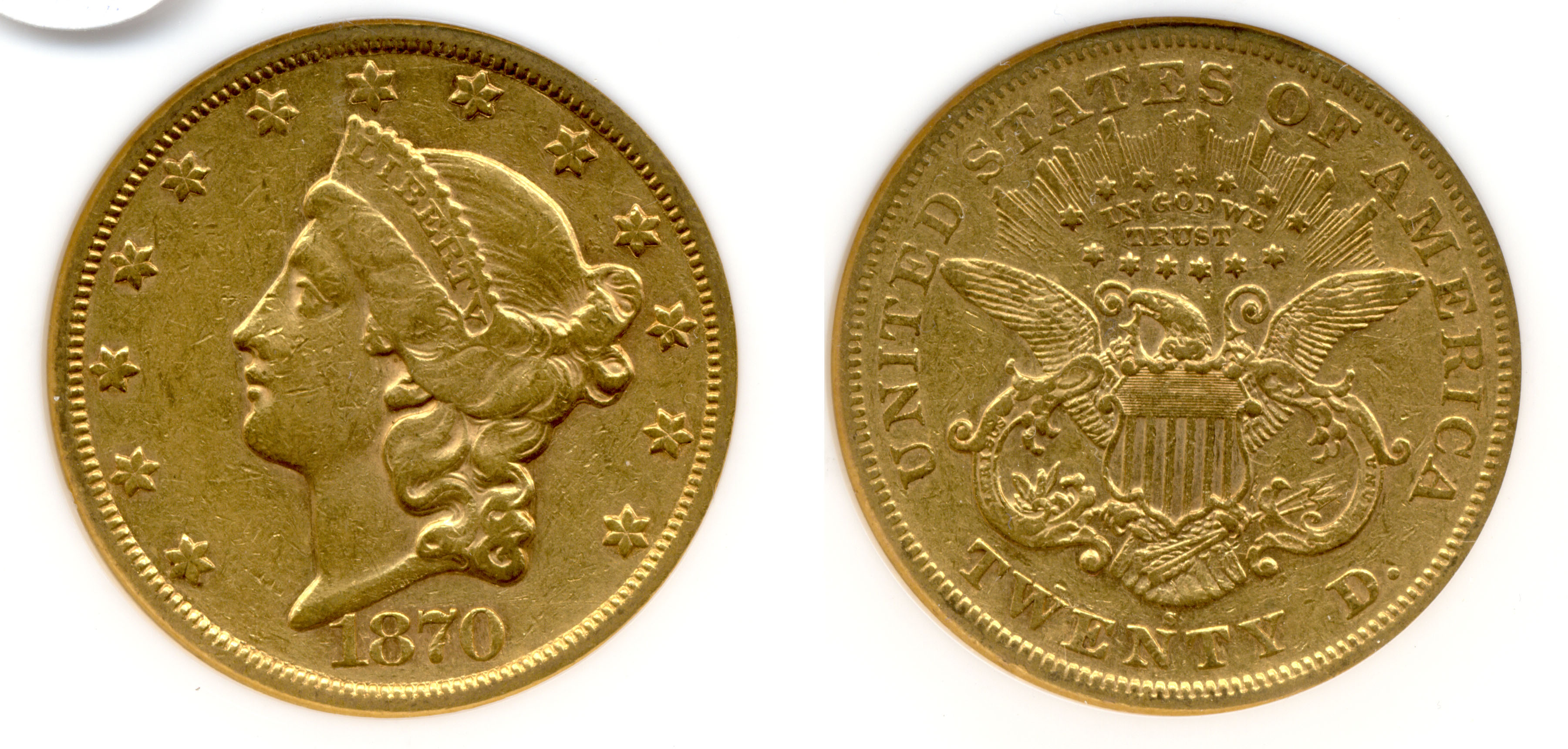 1870-S Gold $20.00 Double Eagle NGC EF-45