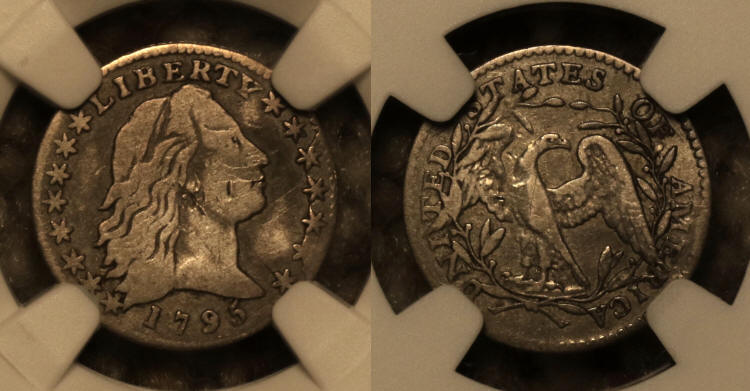 1795 Flowing Hair Half Dime NGC Fine Details camera small