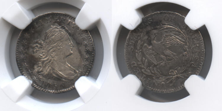 1796 Draped Bust Half Dime NGC AU Details small