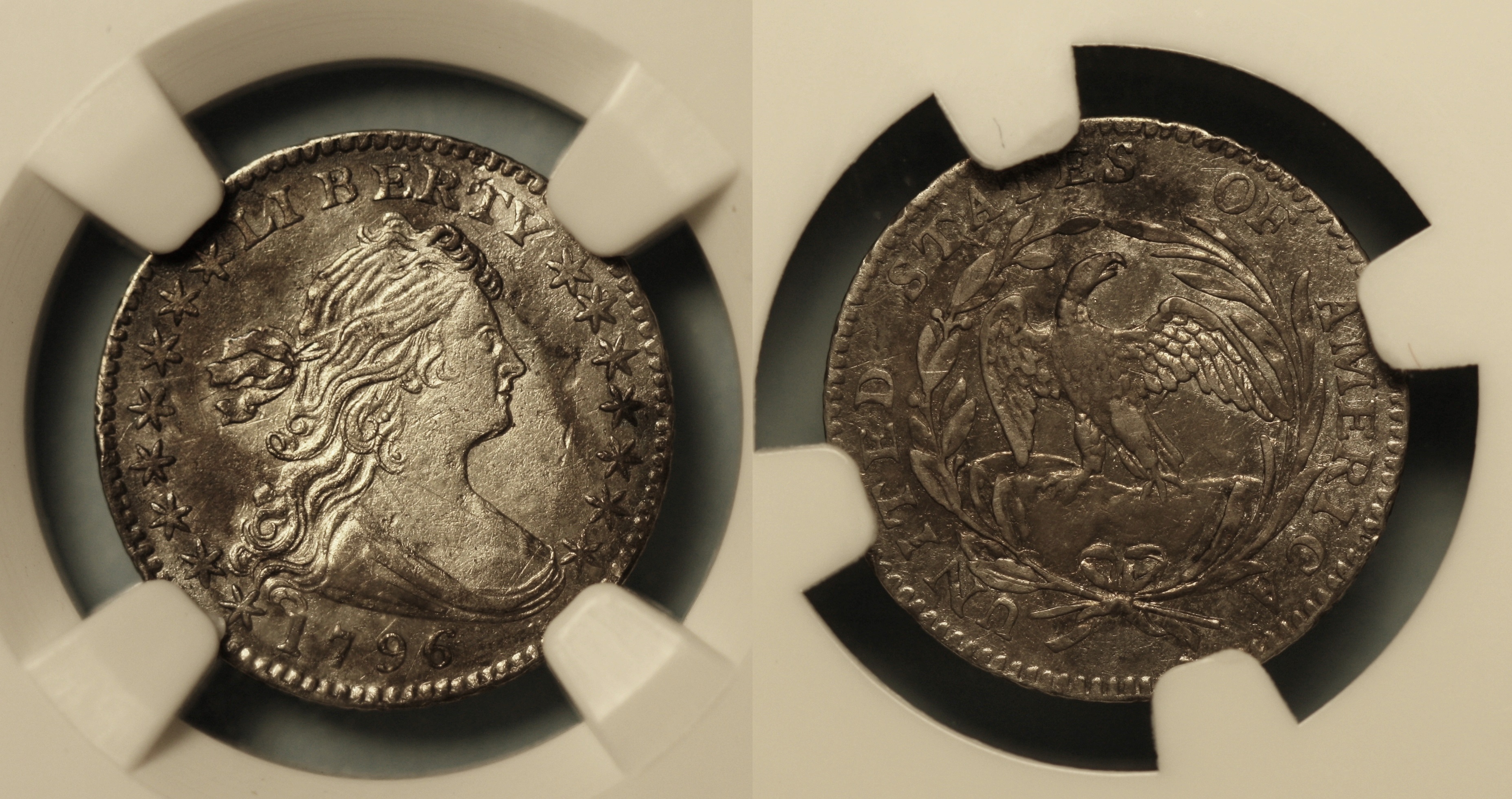 1796 Draped Bust Half Dime NGC AU Details camera