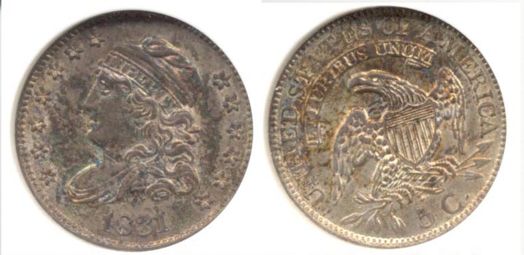 1831 Capped Bust Half Dime ANACS AU-58