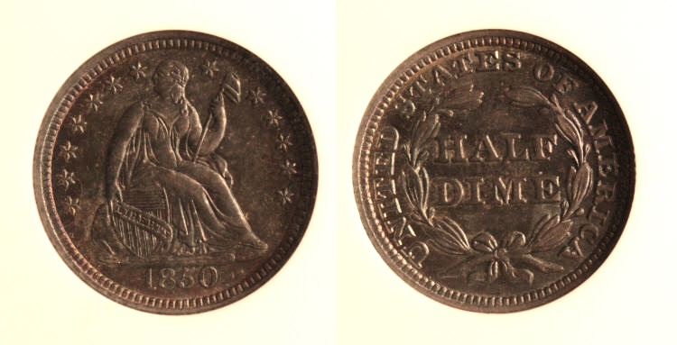1850 Seated Liberty Half Dime NGC MS-64 camera small