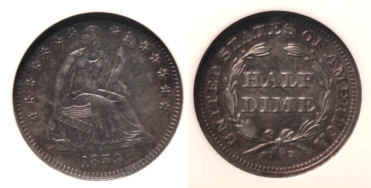 1859 Seated Liberty Half Dime NGC Proof-65 camera small