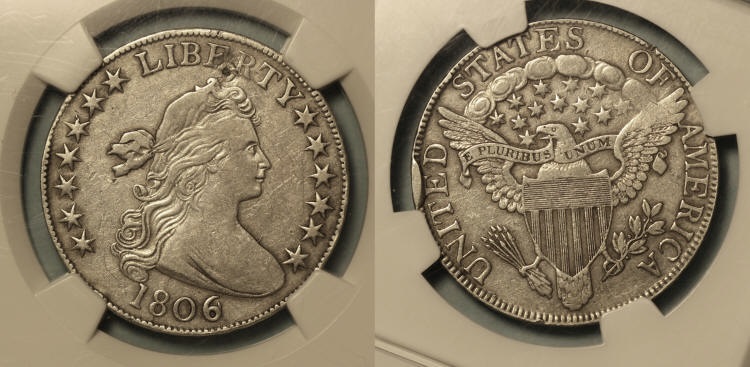 1806/9 Draped Bust Half Dollar NGC EF Details camera small
