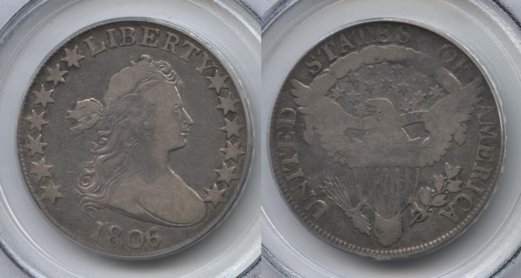 1806/5 Draped Bust Half Dollar PCGS Fine-12 small