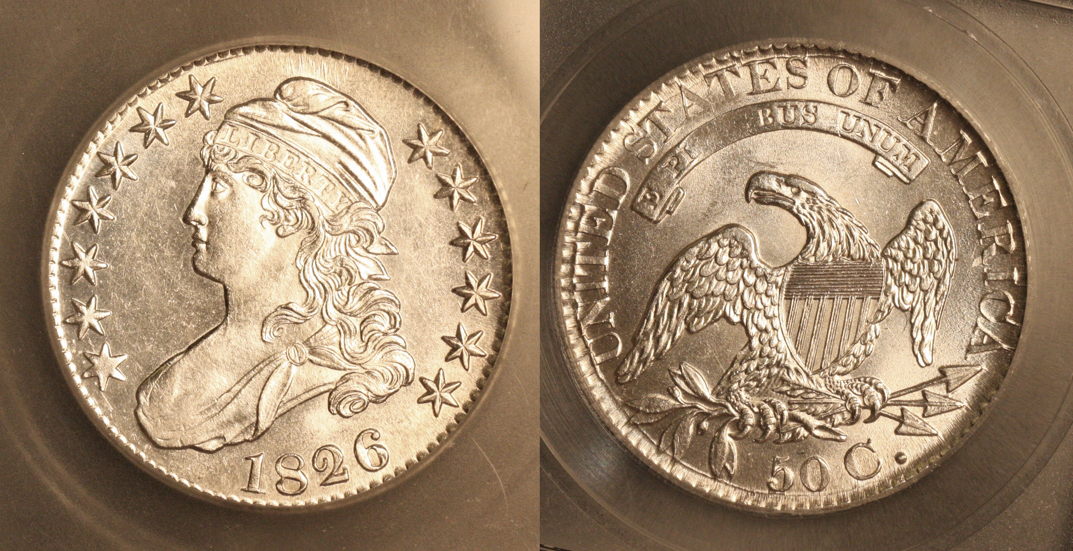 1826 Capped Bust Half Dollar ICG MS-62 camera