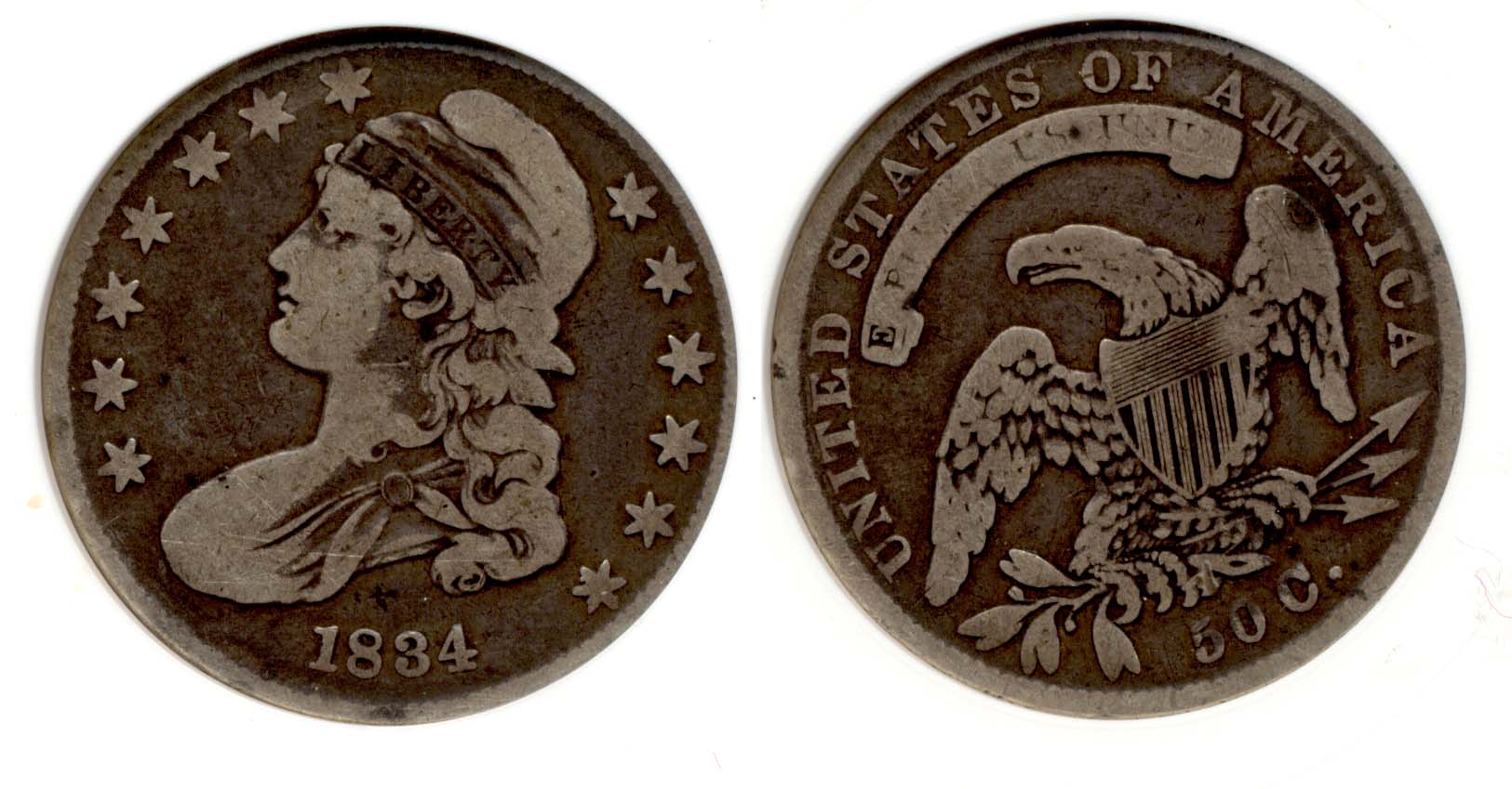 1834 Capped Bust Half Dollar ANACS VG-10