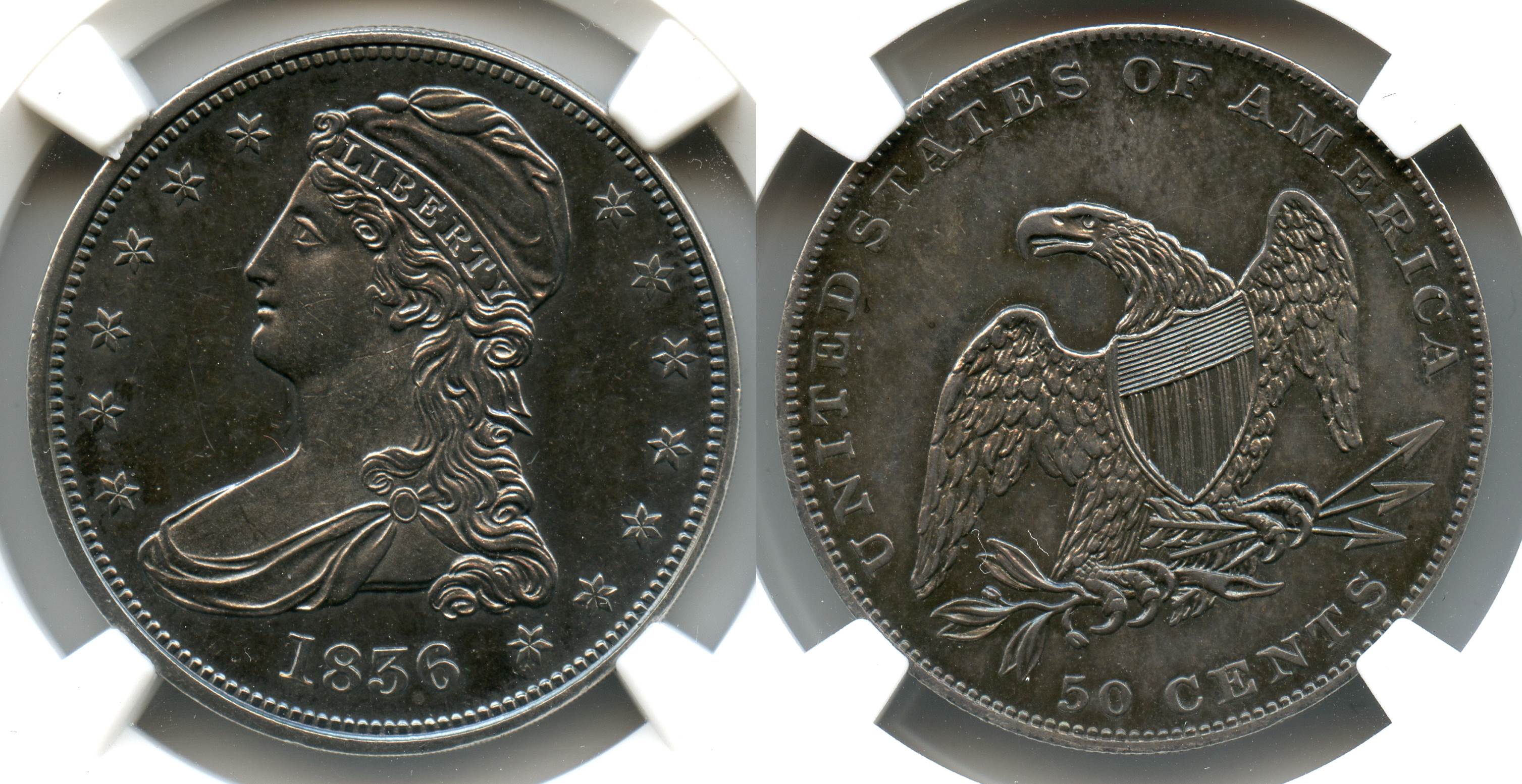 1836 Reeded Edge Capped Bust Half Dollar NGC Proof-63