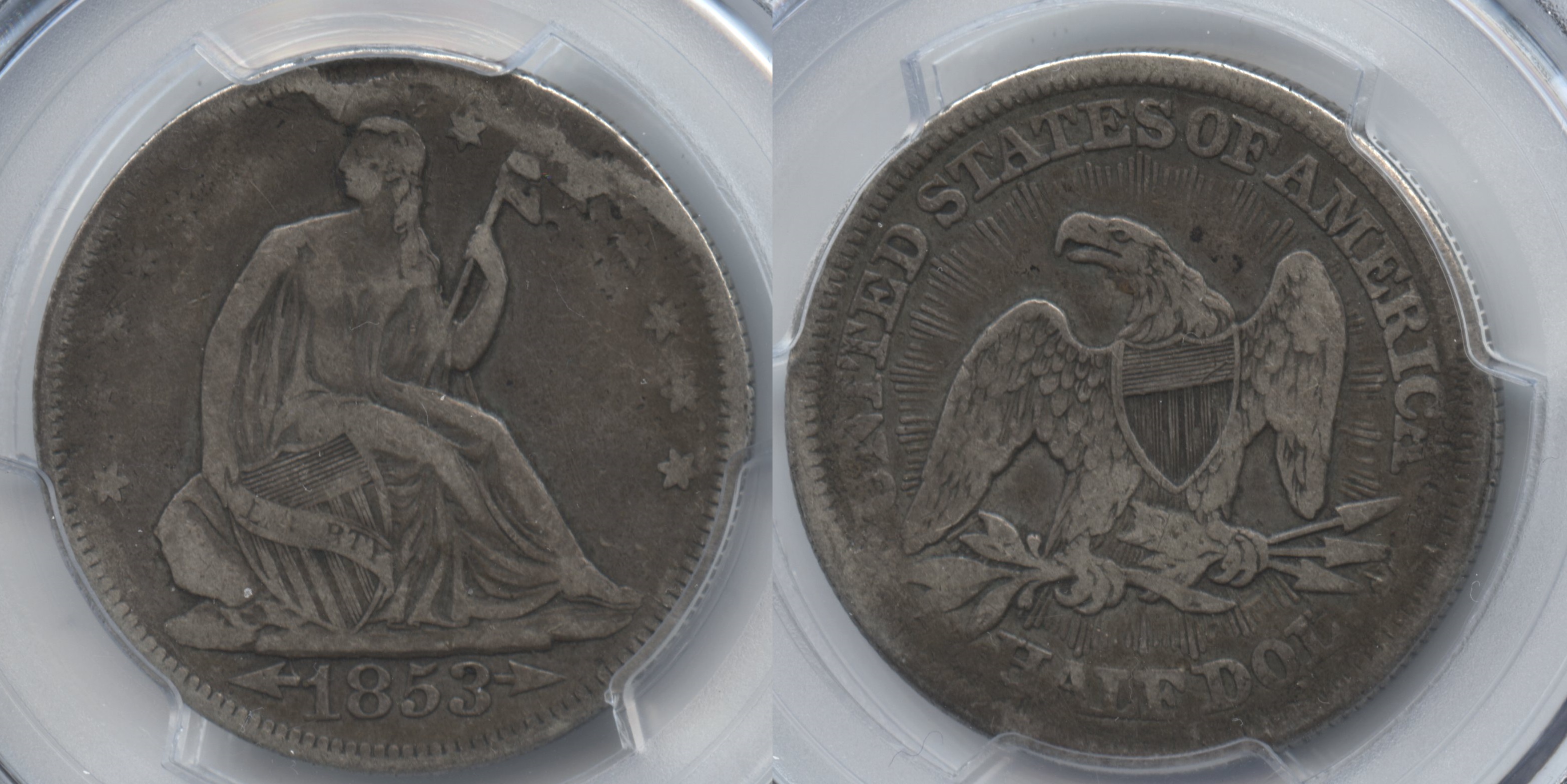 1853 Seated Liberty Half Dollar PCGS VF Details