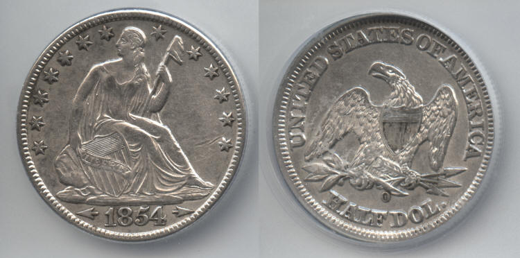 1854-O Seated Liberty Half Dollar ICG AU-50 small