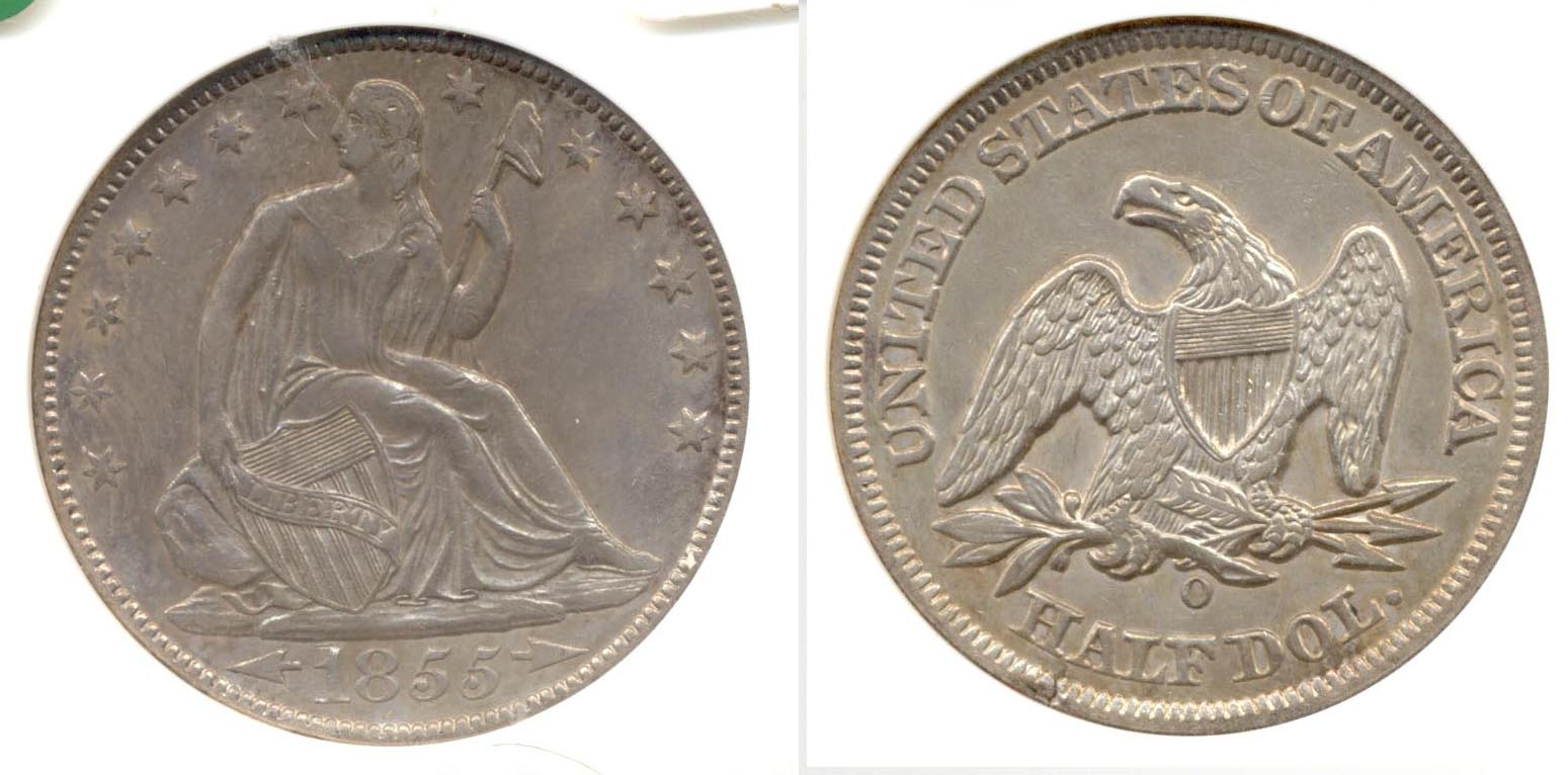 1855-O Seated Liberty Half Dollar ANACS EF-45