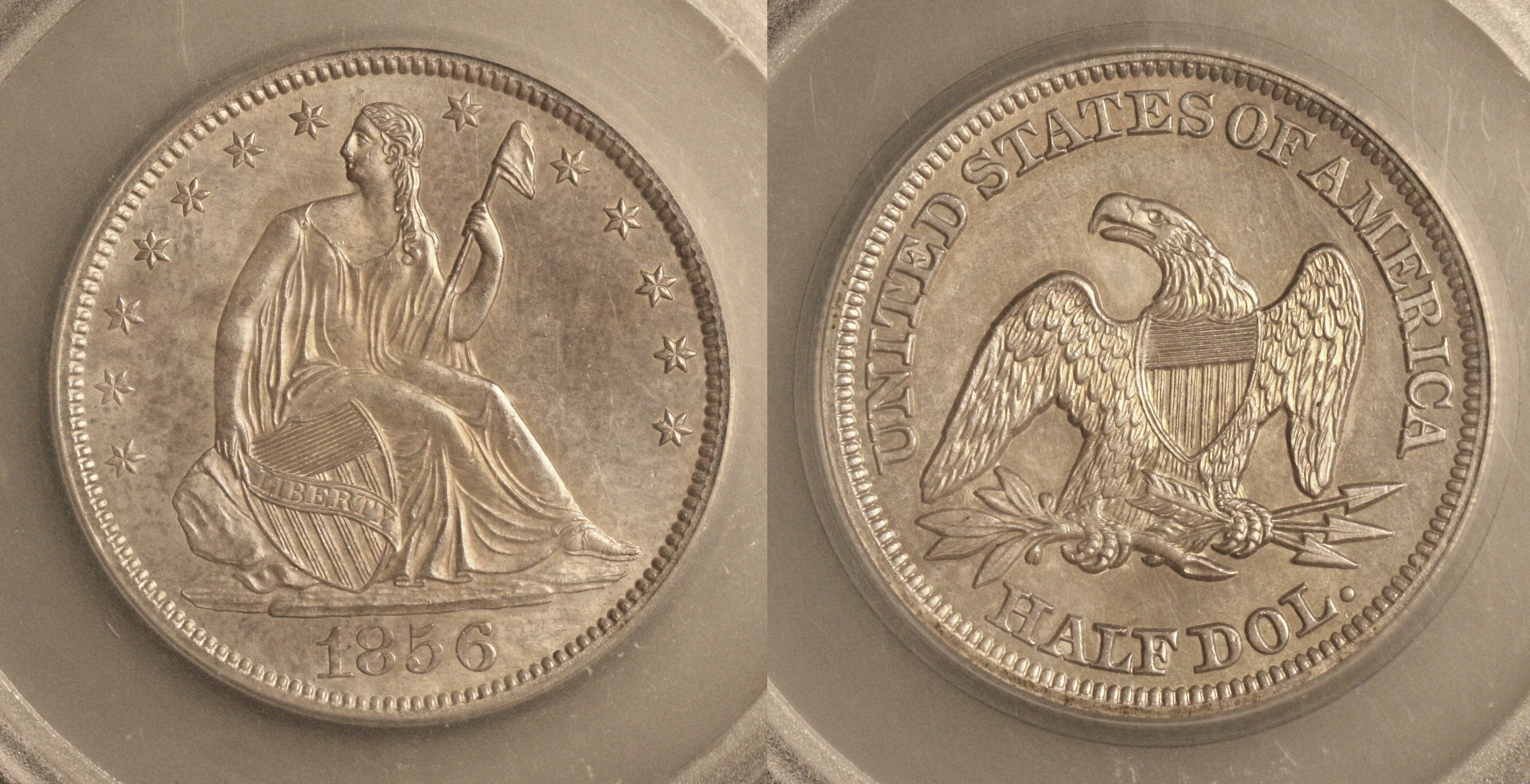1856 Seated Liberty Half Dollar SEGS MS-64 camera