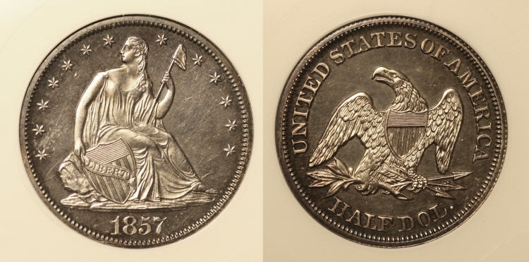 1857 Seated Liberty Half Dollar ANACS Proof-64 camera small