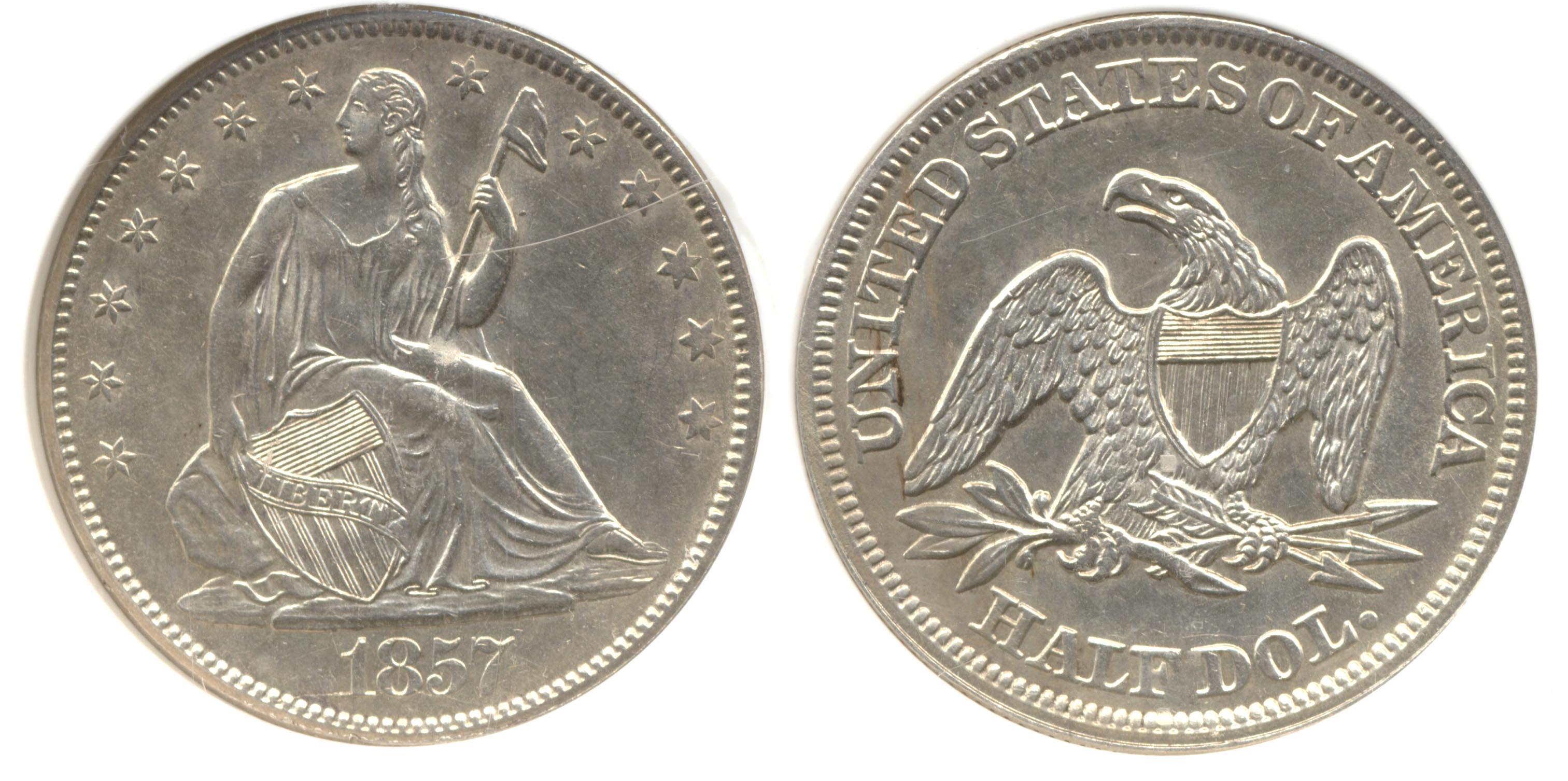 1857 Seated Liberty Half Dollar PCI MS-60
