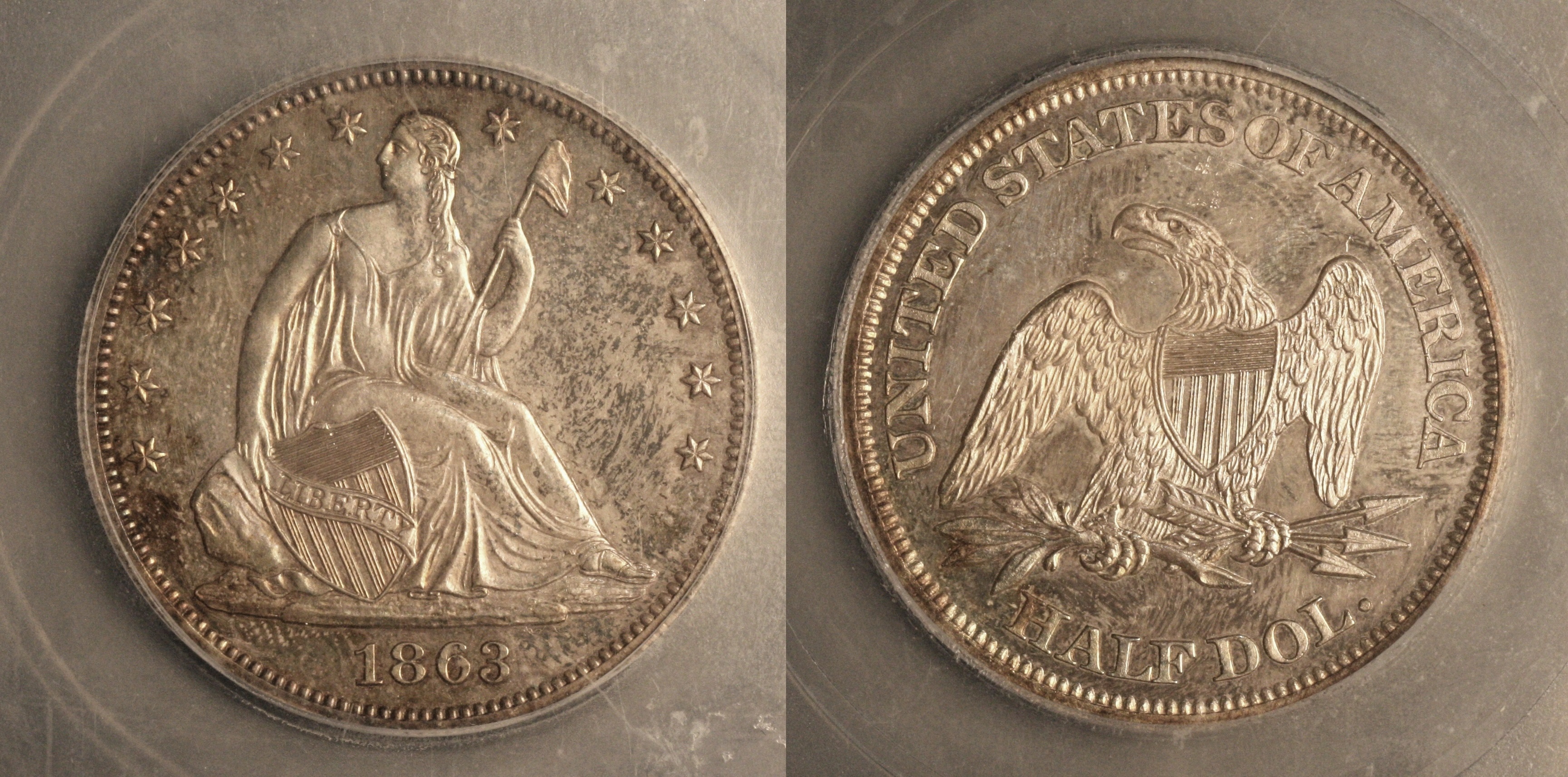 1863 Seated Liberty Half Dollar ICG Proof-64 camera