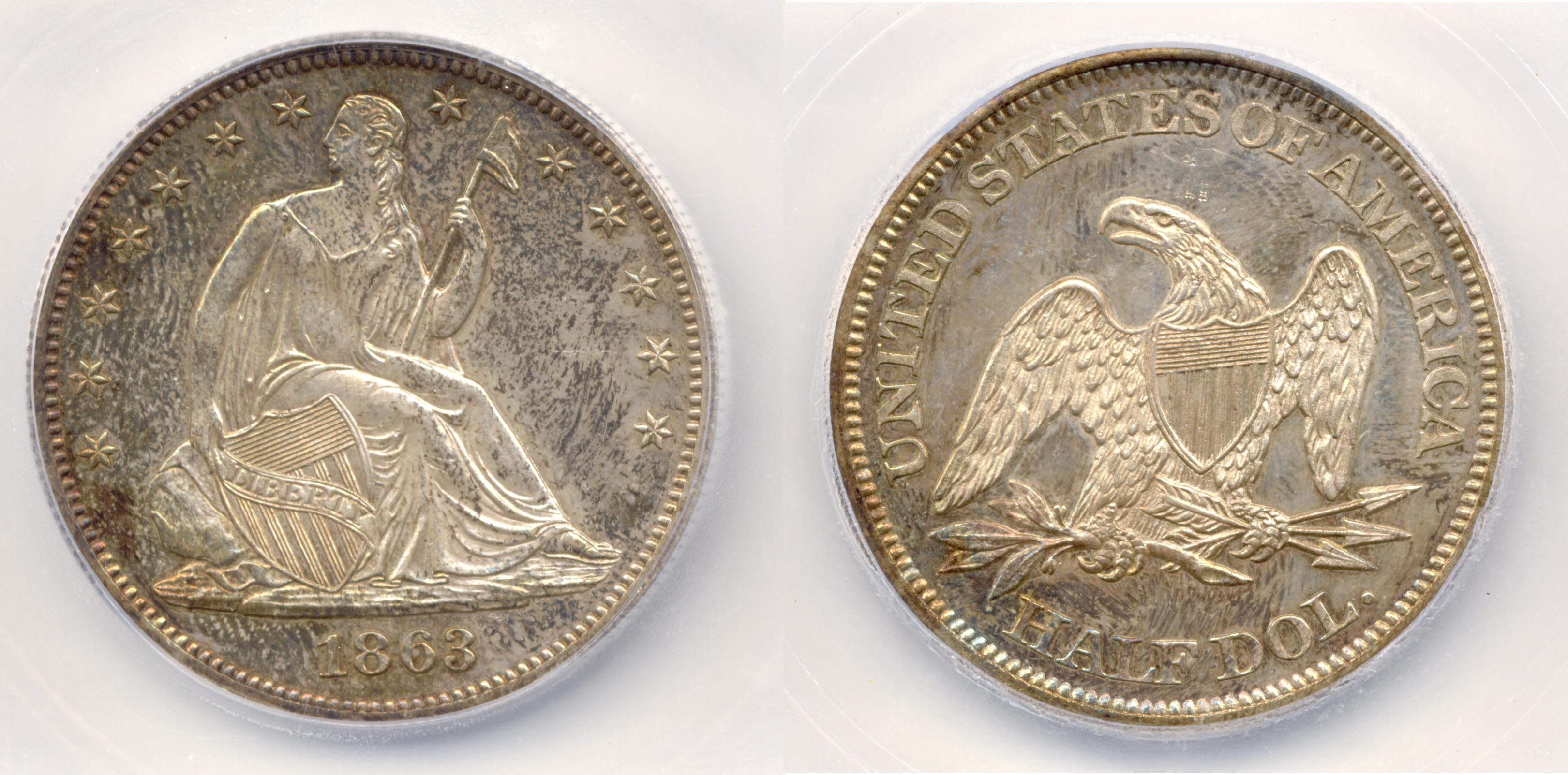 1863 Seated Liberty Half Dollar ICG Proof-64