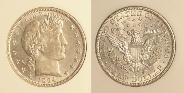 1894-S Barber Half Dollar in PCI MS-64 camera small
