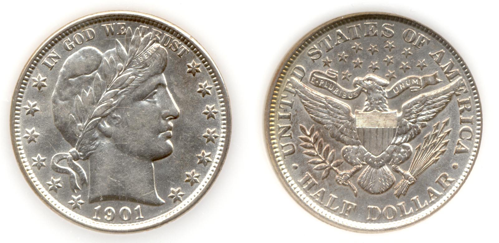 1901 Barber Half Dollar PCI AU-50