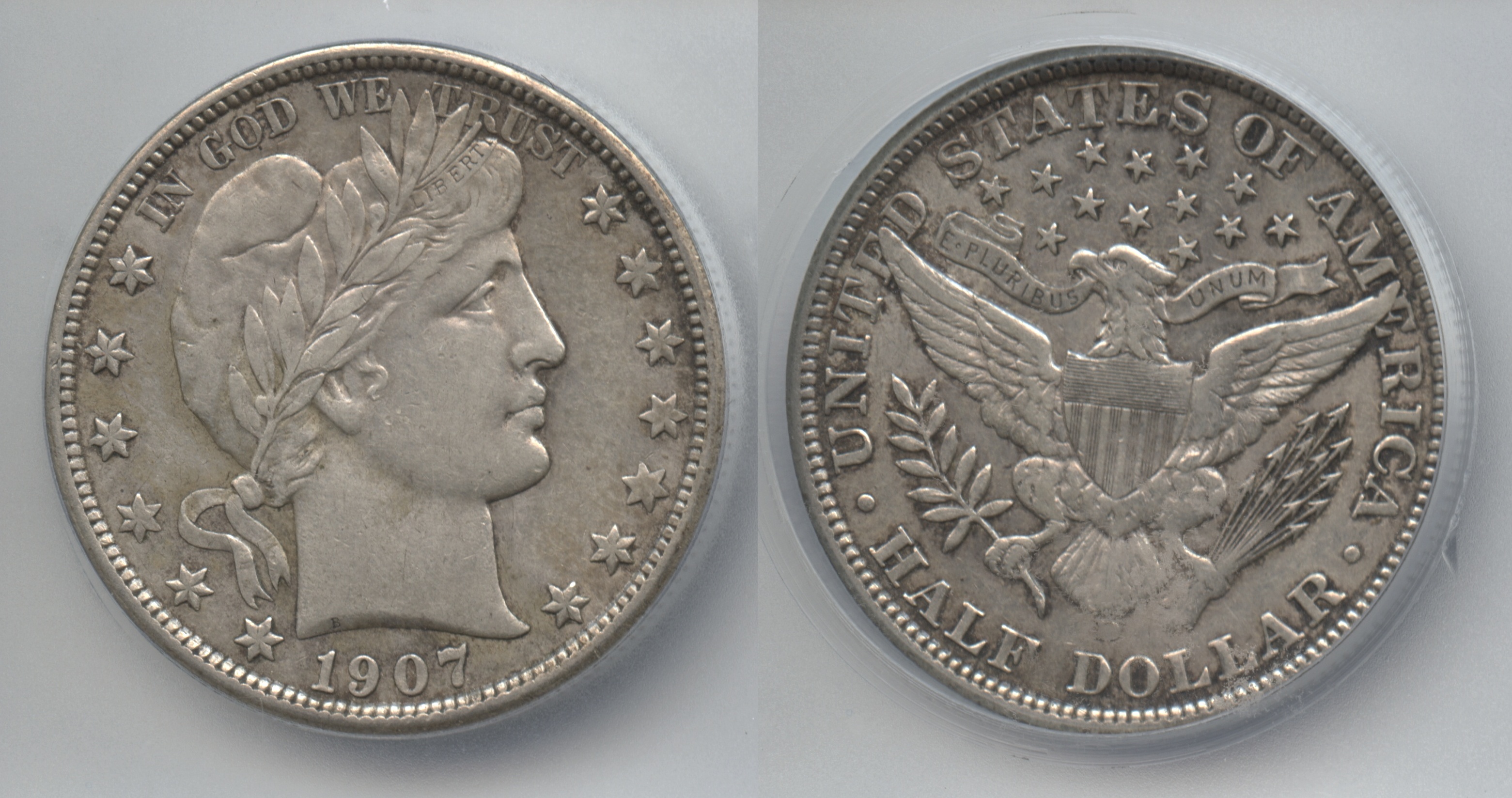 1907-D Barber Half Dollar ICG AU-50