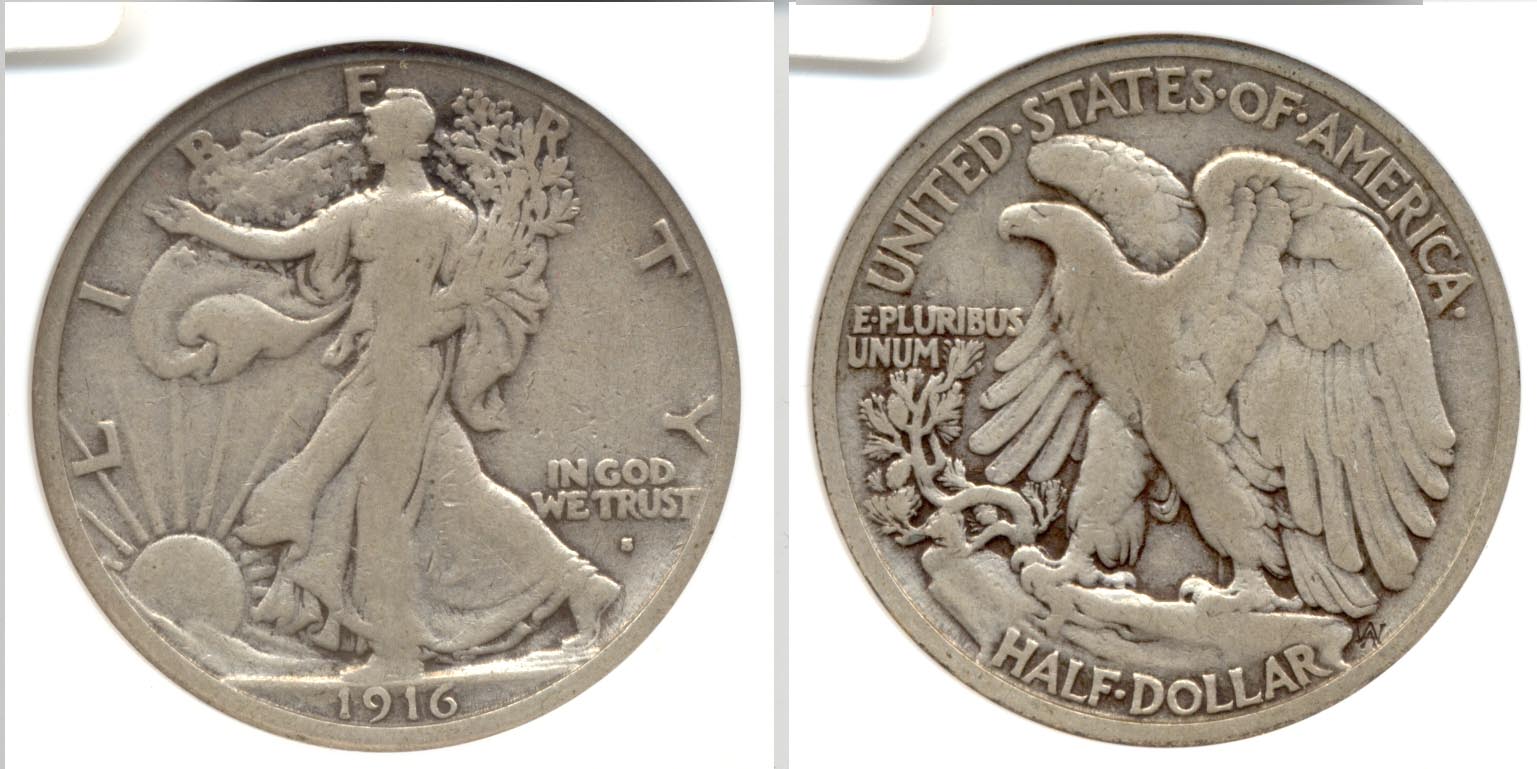 1916-S Walking Liberty half Dollar ANACS F-15