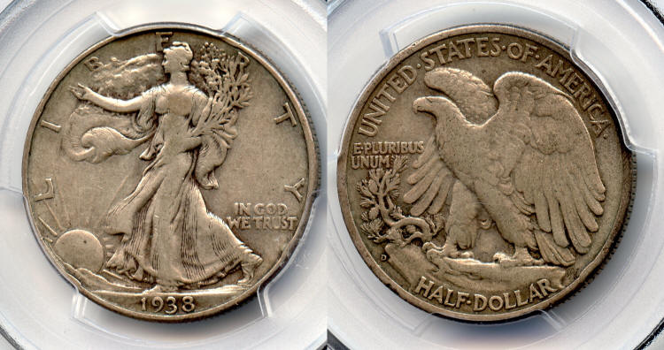 1938-D Walking Liberty Half Dollar PCGS VF-35 small