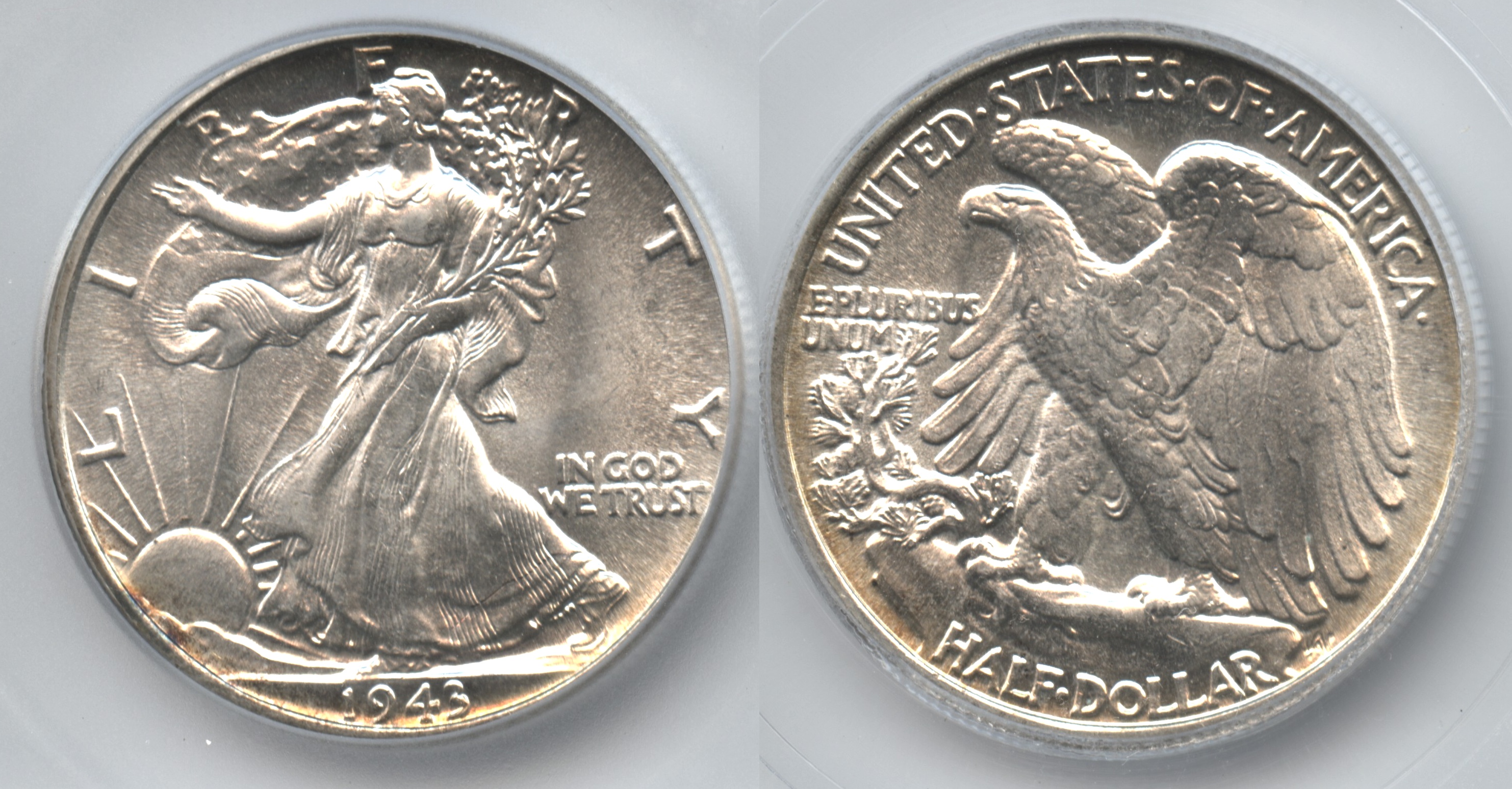 1943 Walking Liberty Half Dollar ICG MS-60 Details Scratched