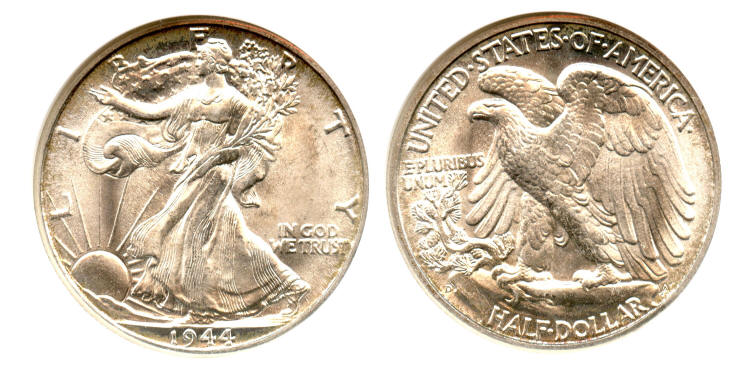 1944-D Walking Liberty Half Dollar ANACS MS-65 small