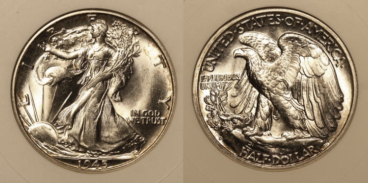 1945-D Walking Liberty Half Dollar ANACS MS-65 #a camera small