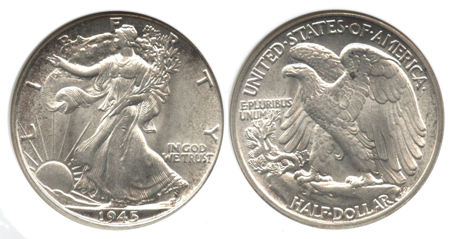 1945 Walking Liberty Half Dollar ANACS MS-62