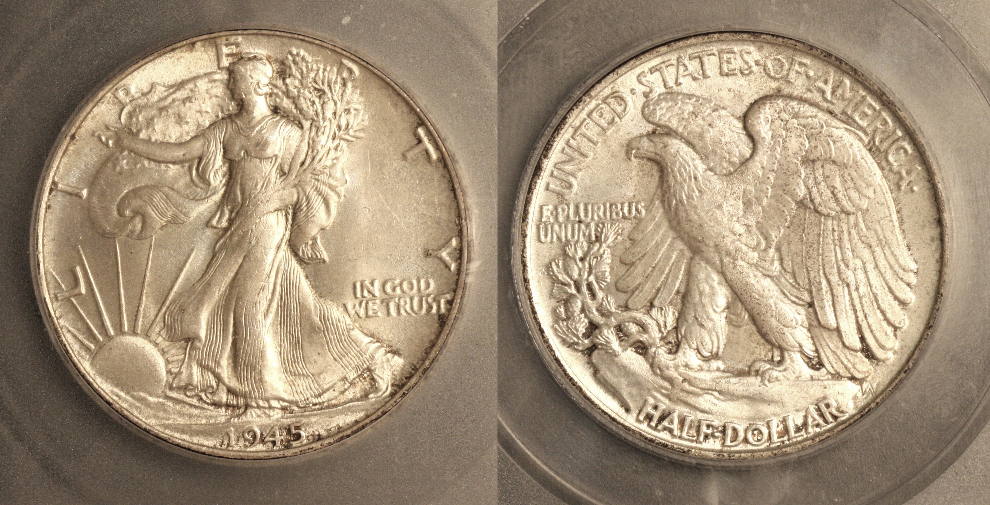 1945 Walking Liberty Half Dollar ICG MS-62 camera