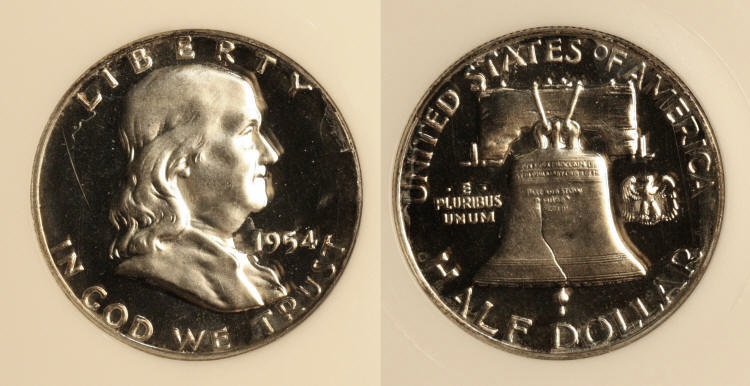 1954 Franklin Half Dollar NGC Cameo Proof-64 camera small