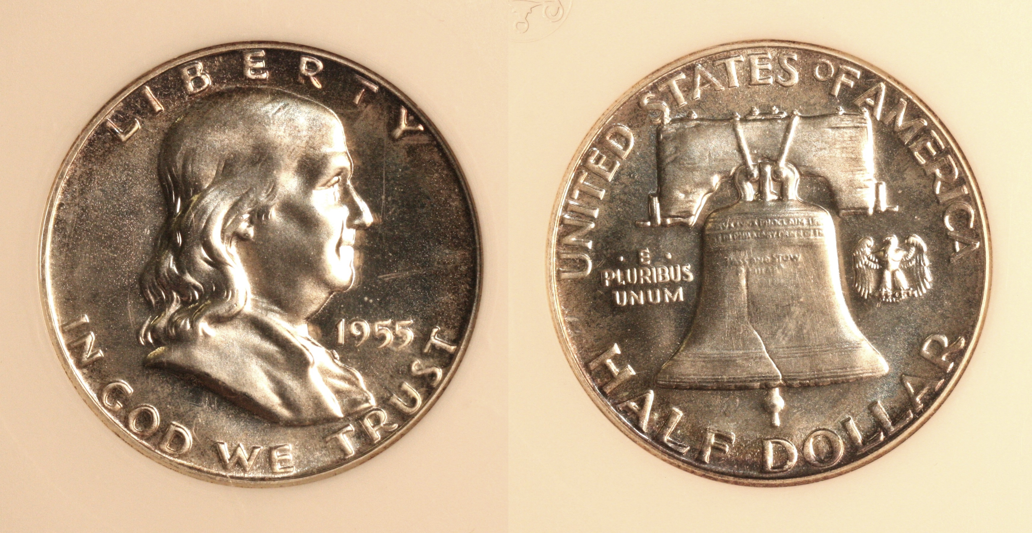 1955 Franklin Half Dollar ANACS Proof-66 camera
