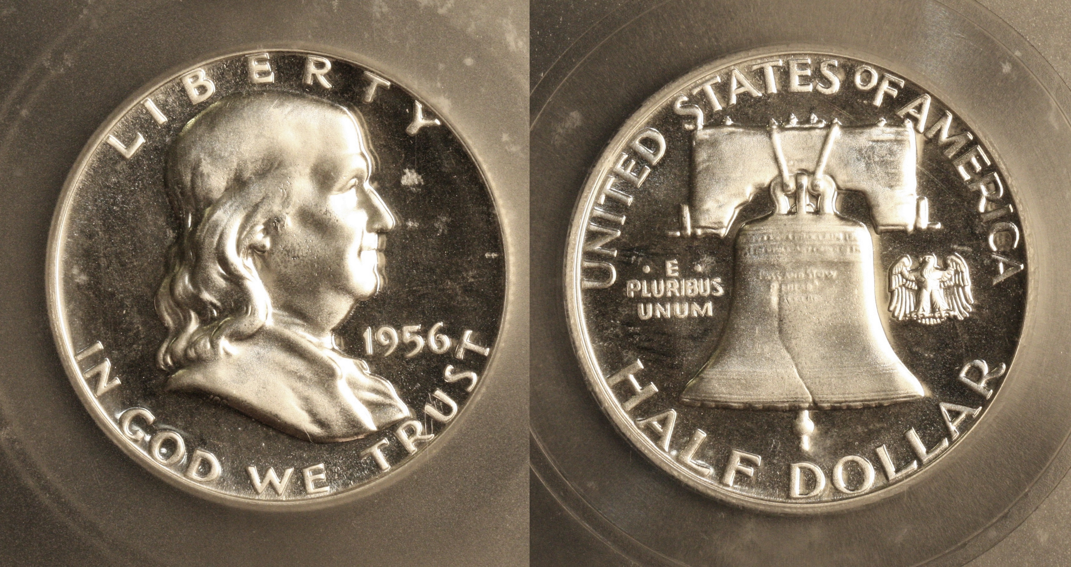 1956 Franklin Half Dollar ICG Proof-67 Cameo camera