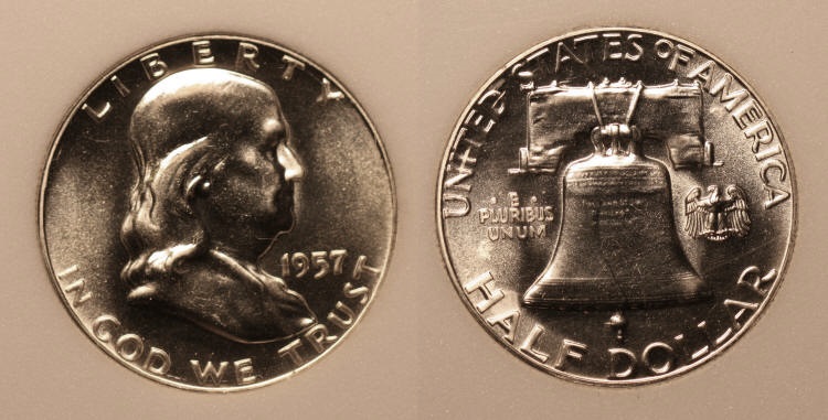 1957 Franklin Half Dollar NNC Proof-69 camera small