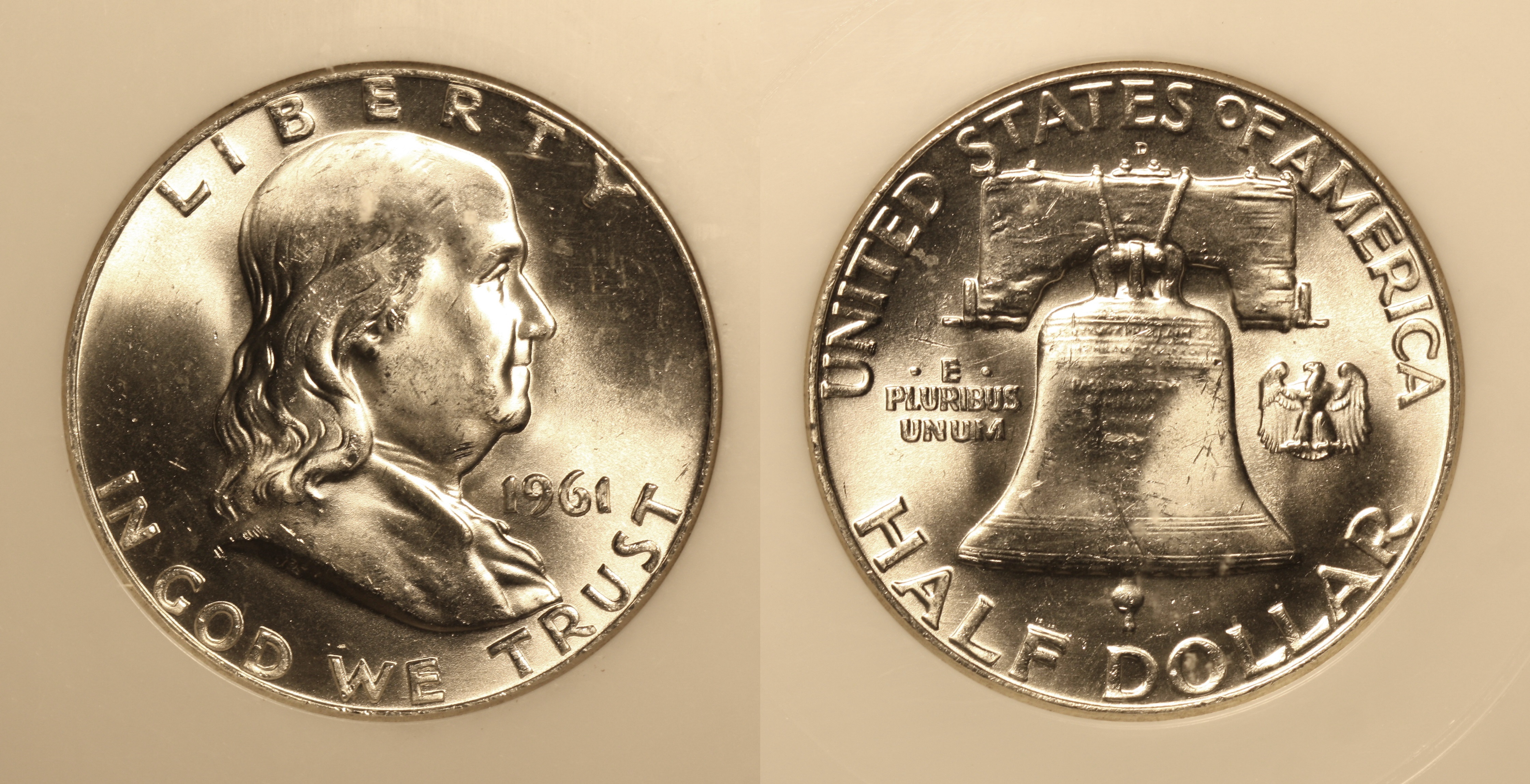 1961-D Franklin Half Dollar PCI MS-64 #a camera