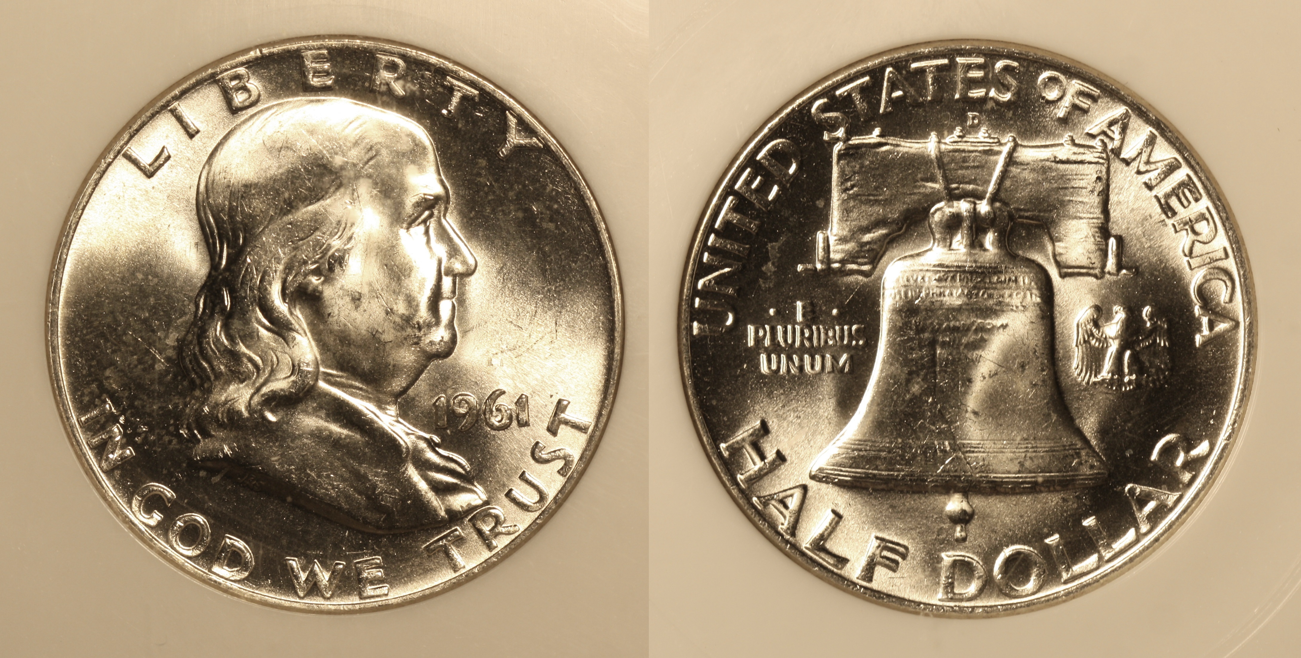 1961-D Franklin Half Dollar PCI MS-64 camera