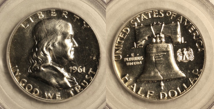 1961 Franklin Half Dollar PCGS Proof-64 camera small