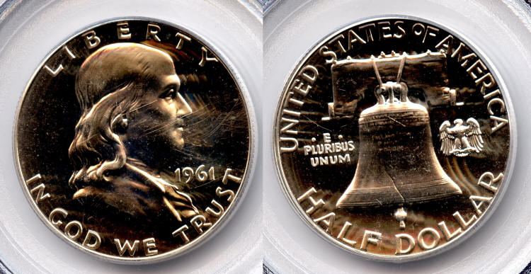 1961 Franklin Half Dollar PCGS Proof-65 small