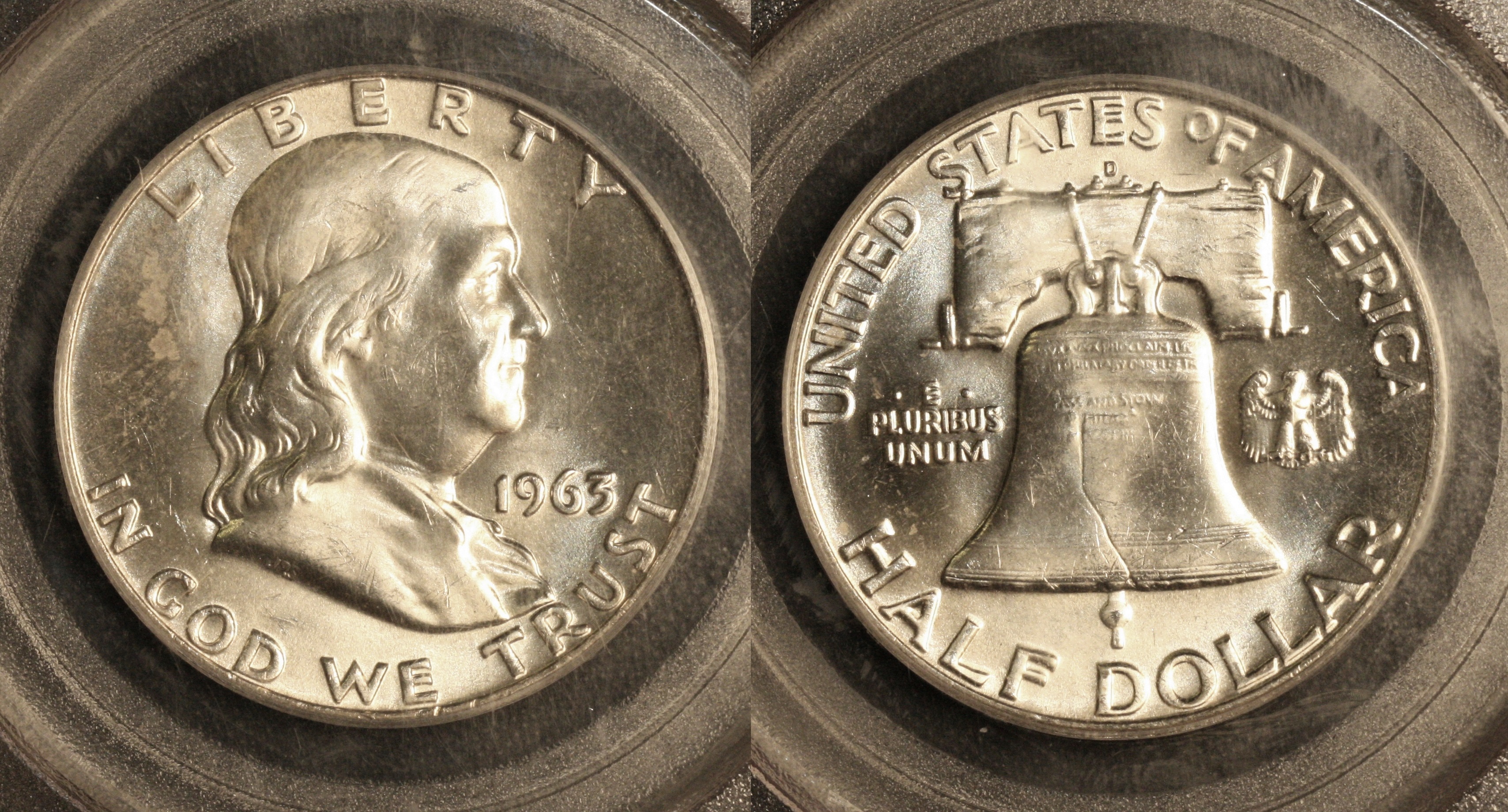 1963-D Franklin Half Dollar PCGS MS-64 FBL camera