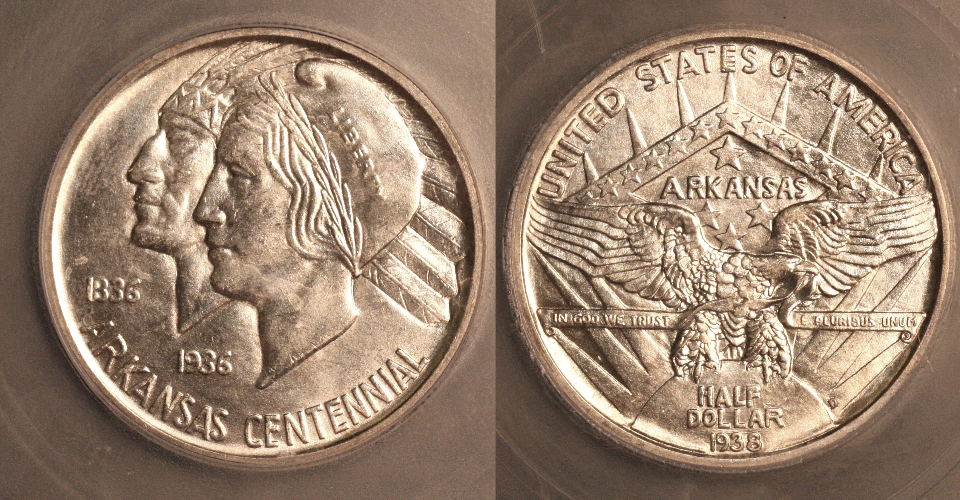 1936-D Arkansas Commemorative Half Dollar ICG MS-64 #a camera