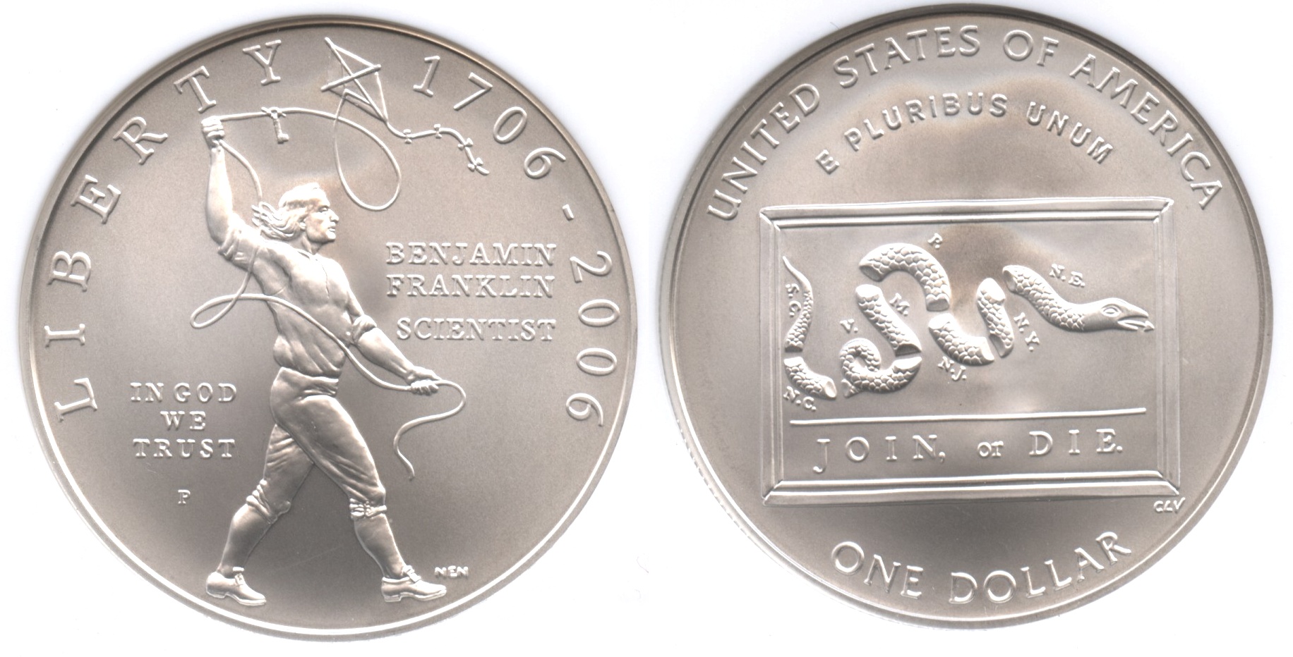 2006-P Benjamin Franklin Scientist Commemorative Silver Dollar NGC MS-69