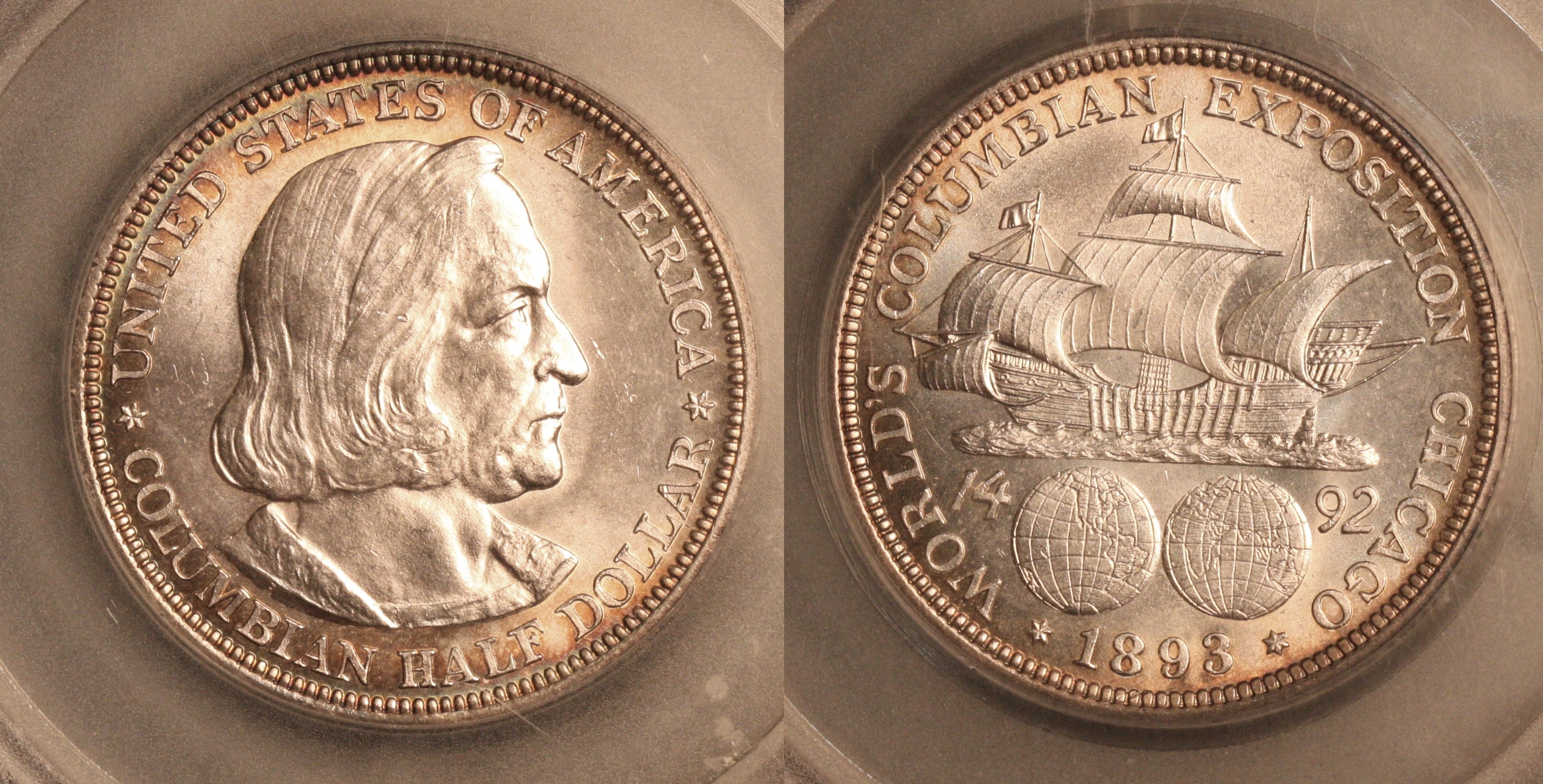 1893 Columbian Commemorative Half Dollar SEGS MS-66 camera