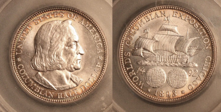 1893 Columbian Commemorative Half Dollar SEGS MS-66 camera small