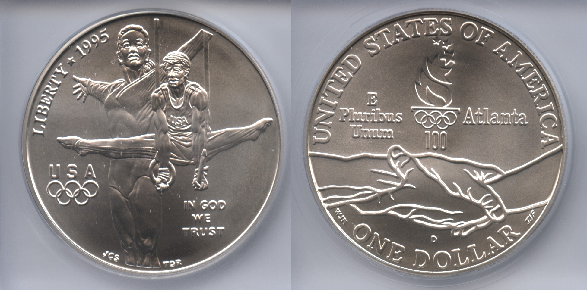 1995-D Gymnastics Commemorative Silver Dollar ICG MS-69